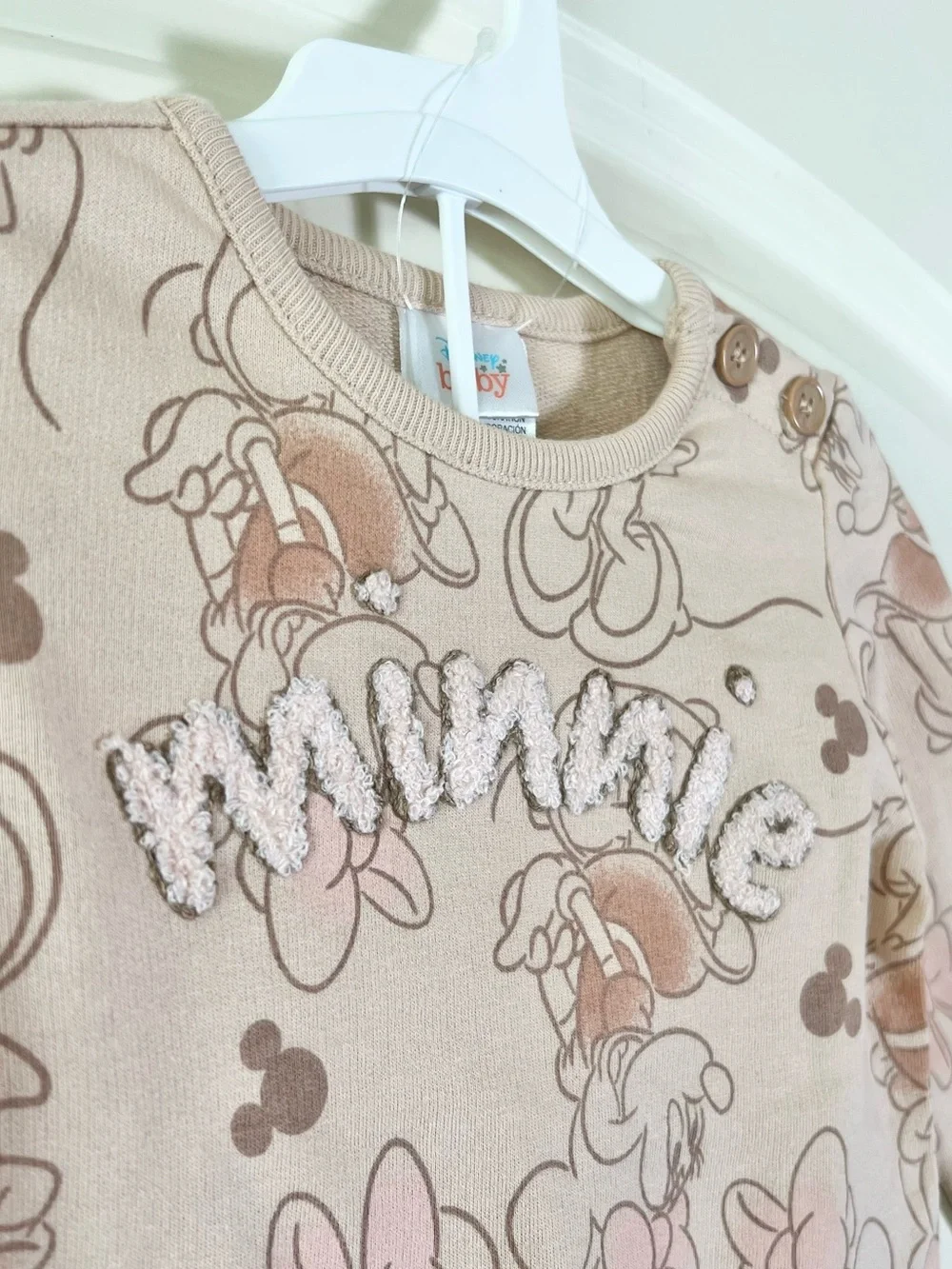 Disney Baby Minnie Mouse NWT Sweatsuit Set Neutral Tan Loungewear 3/6 M